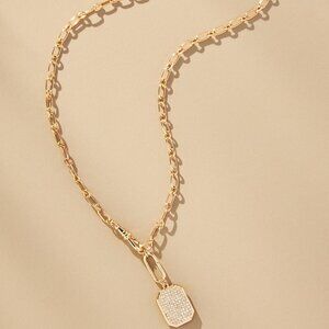 NWT Pavé Tag Pendant Necklace